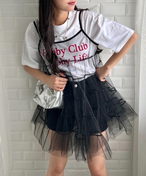 SOLLON.（ソルロン）の「ボリュームティアードシアーキャミワンピース（ワンピース・レディース・ピンク/ホワイト/ブラック/アイボリー・FREE）」の15枚目の写真