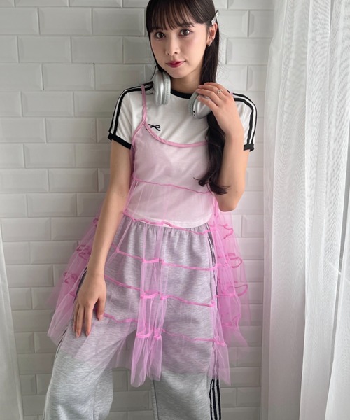 SOLLON.（ソルロン）の「ボリュームティアードシアーキャミワンピース（ワンピース・レディース・ピンク/ホワイト/ブラック/アイボリー・FREE）」の11枚目の写真