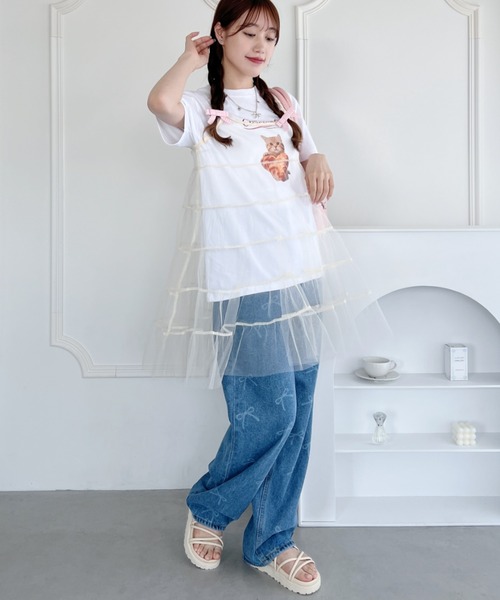 SOLLON.（ソルロン）の「ボリュームティアードシアーキャミワンピース（ワンピース・レディース・ピンク/ホワイト/ブラック/アイボリー・FREE）」の8枚目の写真