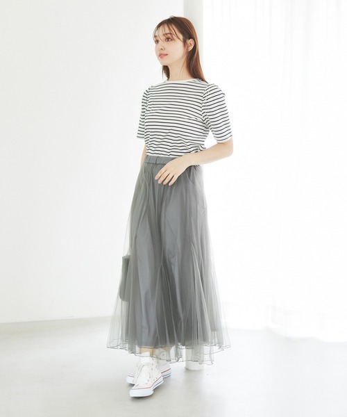 ROPE' PICNIC（ロペピクニック）の「マーメイドチュールスカート（スカート・レディース・チャコールグレー/ベージュ系その他2/キナリ・38）」の5枚目の写真