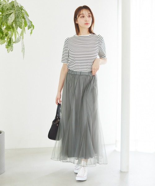 ROPE' PICNIC（ロペピクニック）の「マーメイドチュールスカート（スカート・レディース・チャコールグレー/ベージュ系その他2/キナリ・38）」の6枚目の写真