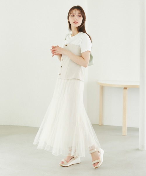 ROPE' PICNIC（ロペピクニック）の「マーメイドチュールスカート（スカート・レディース・チャコールグレー/ベージュ系その他2/キナリ・38）」の10枚目の写真