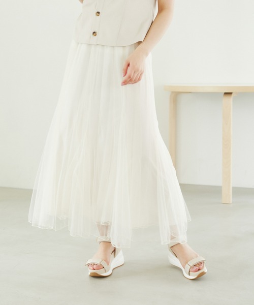 ROPE' PICNIC（ロペピクニック）の「マーメイドチュールスカート（スカート・レディース・チャコールグレー/ベージュ系その他2/キナリ・38）」の11枚目の写真