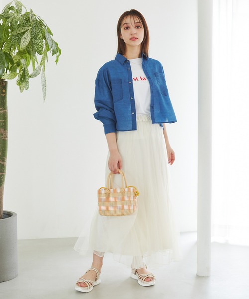 ROPE' PICNIC（ロペピクニック）の「マーメイドチュールスカート（スカート・レディース・チャコールグレー/ベージュ系その他2/キナリ・38）」の13枚目の写真