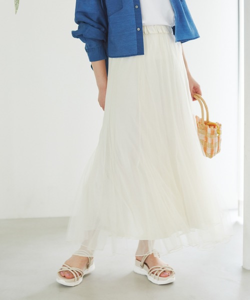 ROPE' PICNIC（ロペピクニック）の「マーメイドチュールスカート（スカート・レディース・チャコールグレー/ベージュ系その他2/キナリ・38）」の15枚目の写真