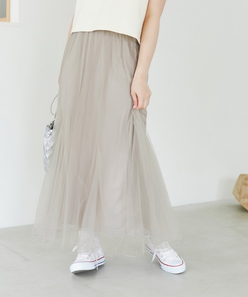 ROPE' PICNIC（ロペピクニック）の「マーメイドチュールスカート（スカート・レディース・チャコールグレー/ベージュ系その他2/キナリ・38）」の19枚目の写真