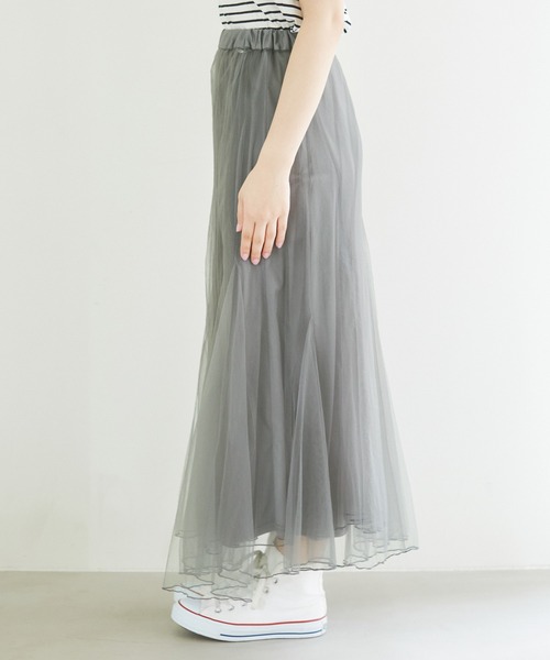 ROPE' PICNIC（ロペピクニック）の「マーメイドチュールスカート（スカート・レディース・チャコールグレー/ベージュ系その他2/キナリ・38）」の21枚目の写真