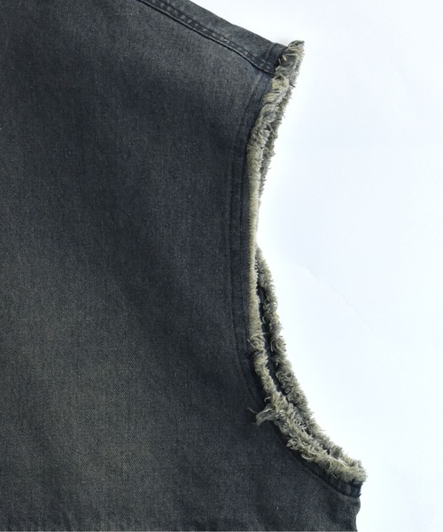 Starting Over(スターティングオーバー)の「denim fringe overdye vest/デニム フリンジ オーバーダイ ベスト(ベスト・メンズ・ブルー/ブラック・XL/L/M)」の5枚目の写真