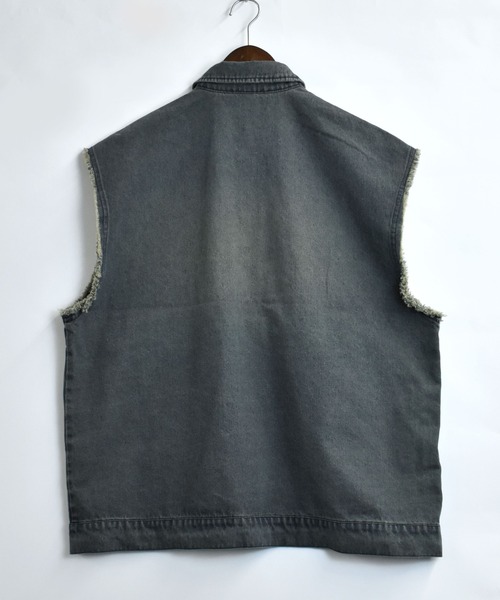 Starting Over(スターティングオーバー)の「denim fringe overdye vest/デニム フリンジ オーバーダイ ベスト(ベスト・メンズ・ブルー/ブラック・XL/L/M)」の3枚目の写真