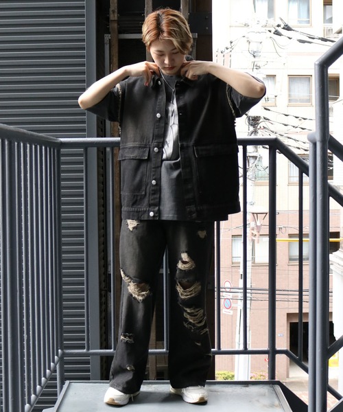 Starting Over(スターティングオーバー)の「denim fringe overdye vest/デニム フリンジ オーバーダイ ベスト(ベスト・メンズ・ブルー/ブラック・XL/L/M)」の12枚目の写真