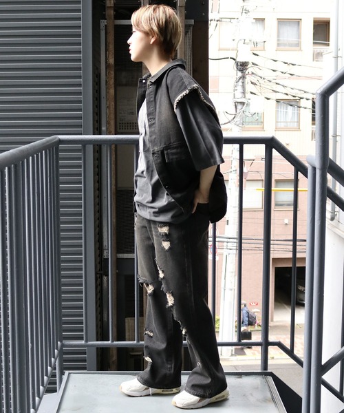 Starting Over(スターティングオーバー)の「denim fringe overdye vest/デニム フリンジ オーバーダイ ベスト(ベスト・メンズ・ブルー/ブラック・XL/L/M)」の13枚目の写真