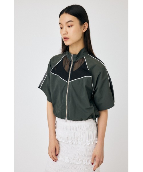 moussy トラックジャケット　wジップ　ブルー PIPING HALF SLEEVE トラックジャケット（ナイロンジャケット