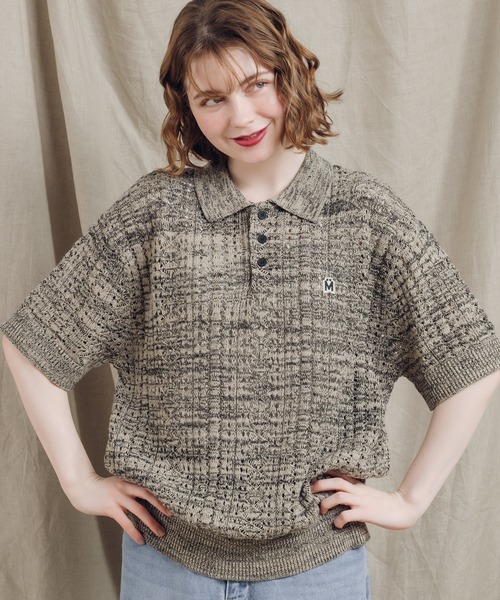 MUHET（ミュエータ）の「アソートニットポロシャツ（ポロシャツ・レディース・ブラック/ベージュ/ネイビー/カーキ/ボルドー・X-LARGE/MEDIUM）」の3枚目の写真