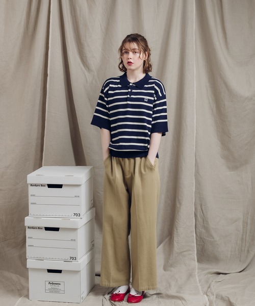 MUHET（ミュエータ）の「アソートニットポロシャツ（ポロシャツ・レディース・ブラック/ベージュ/ネイビー/カーキ/ボルドー・X-LARGE/MEDIUM）」の5枚目の写真