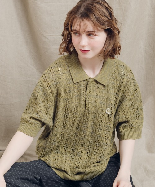 MUHET（ミュエータ）の「アソートニットポロシャツ（ポロシャツ・レディース・ブラック/ベージュ/ネイビー/カーキ/ボルドー・X-LARGE/MEDIUM）」の4枚目の写真