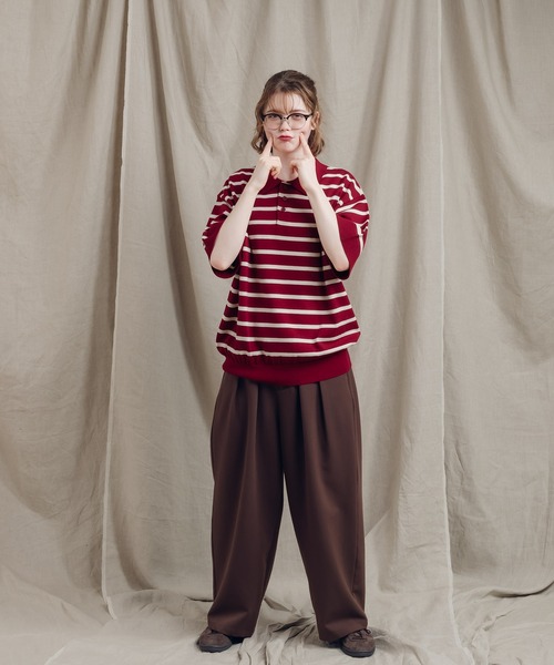 MUHET（ミュエータ）の「アソートニットポロシャツ（ポロシャツ・レディース・ブラック/ベージュ/ネイビー/カーキ/ボルドー・X-LARGE/MEDIUM）」の14枚目の写真