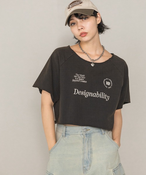 PAGEBOY(ページボーイ)の「ヴィンテージシシュウゲームミニウラケ(Tシャツ/カットソー・レディース・チャコールグレー/グリーン/オートミール・FREE)」の1枚目の写真