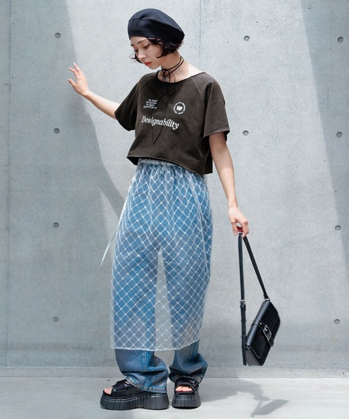 PAGEBOY(ページボーイ)の「ヴィンテージシシュウゲームミニウラケ(Tシャツ/カットソー・レディース・チャコールグレー/グリーン/オートミール・FREE)」の6枚目の写真