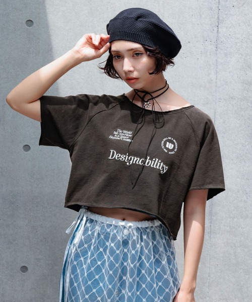 PAGEBOY(ページボーイ)の「ヴィンテージシシュウゲームミニウラケ(Tシャツ/カットソー・レディース・チャコールグレー/グリーン/オートミール・FREE)」の7枚目の写真