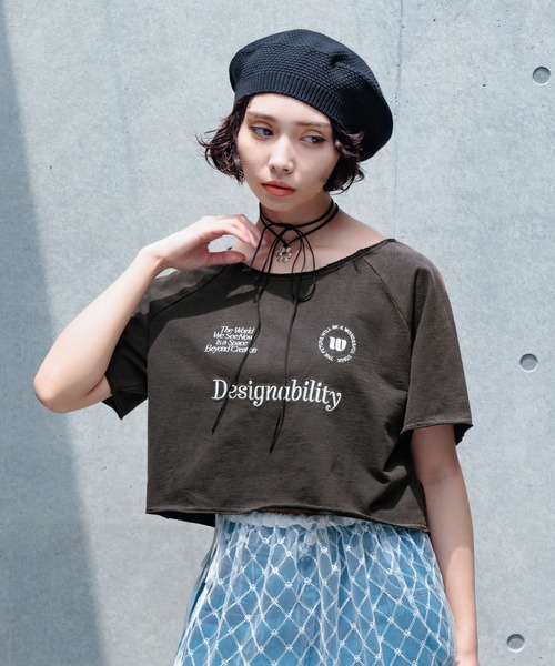 PAGEBOY(ページボーイ)の「ヴィンテージシシュウゲームミニウラケ(Tシャツ/カットソー・レディース・チャコールグレー/グリーン/オートミール・FREE)」の8枚目の写真