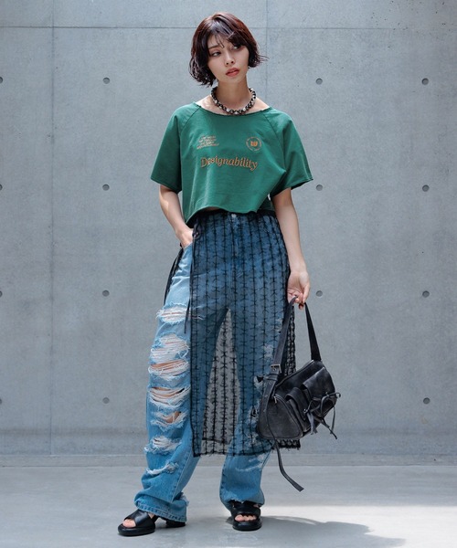 PAGEBOY(ページボーイ)の「ヴィンテージシシュウゲームミニウラケ(Tシャツ/カットソー・レディース・チャコールグレー/グリーン/オートミール・FREE)」の15枚目の写真