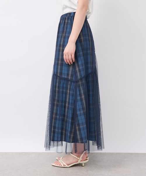 un dix cors（アンディコール）の「チェックチュールスカート（スカート・レディース・ネイビー/ブラウン・FREE）」の13枚目の写真