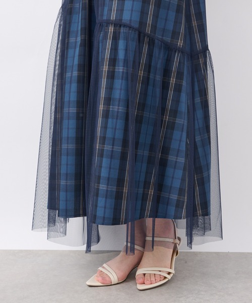 un dix cors（アンディコール）の「チェックチュールスカート（スカート・レディース・ネイビー/ブラウン・FREE）」の16枚目の写真
