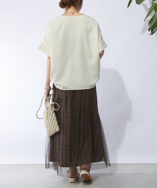 un dix cors（アンディコール）の「チェックチュールスカート（スカート・レディース・ネイビー/ブラウン・FREE）」の20枚目の写真