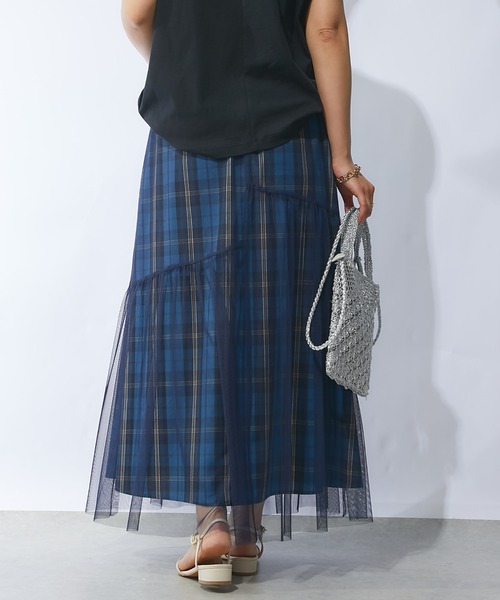 un dix cors（アンディコール）の「チェックチュールスカート（スカート・レディース・ネイビー/ブラウン・FREE）」の10枚目の写真