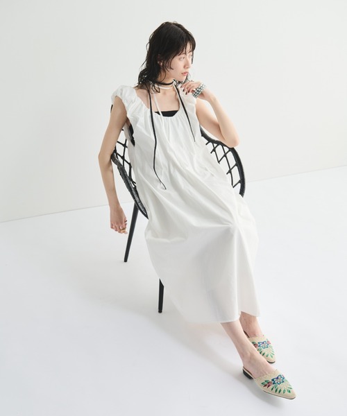 ★SALE★【送料関税無料】Chloe ギャザーシルクワンピース 手洗い可】ギャザーロングワンピース（マキシ・ロングワンピース