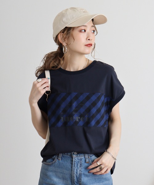 【セール】Eglantine チェック切替 ロゴプリントカットソー（Tシャツ/カットソー）｜EGLANTINE（エグランティーヌ）