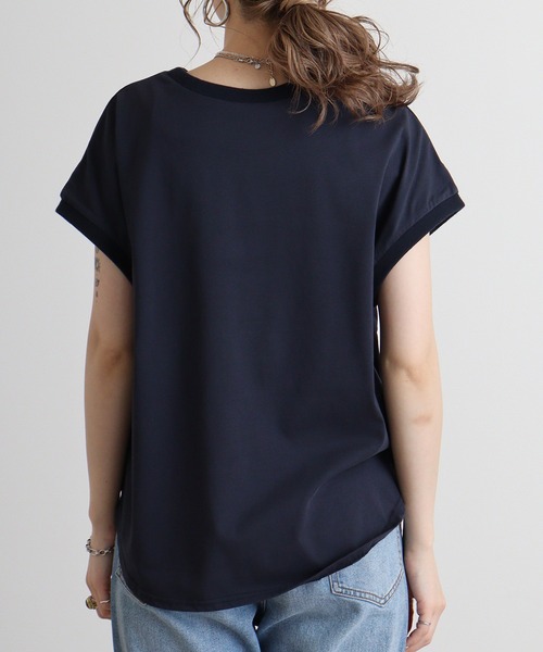 EGLANTINE(エグランティーヌ)の「Eglantine チェック切替 ロゴプリントカットソー(Tシャツ/カットソー・レディース・ブラック/ネイビー・40)」の16枚目の写真