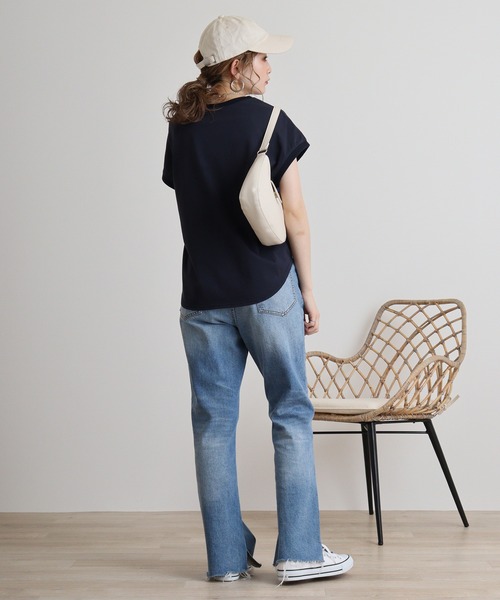 EGLANTINE(エグランティーヌ)の「Eglantine チェック切替 ロゴプリントカットソー(Tシャツ/カットソー・レディース・ブラック/ネイビー・40)」の13枚目の写真