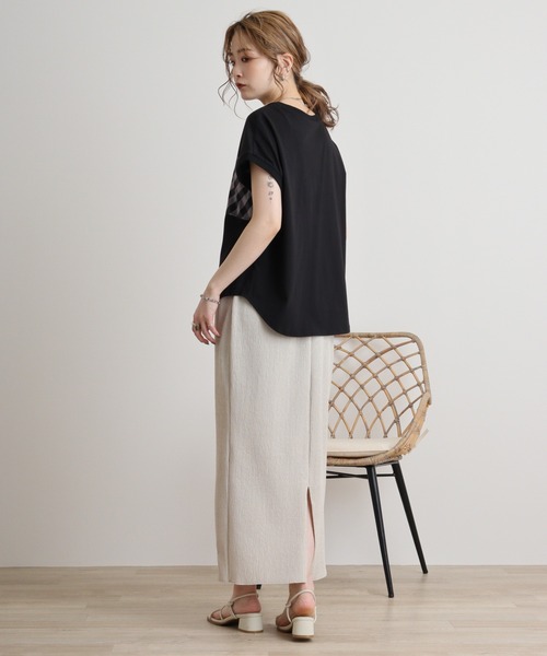 セール】Eglantine チェック切替 ロゴプリントカットソー（T