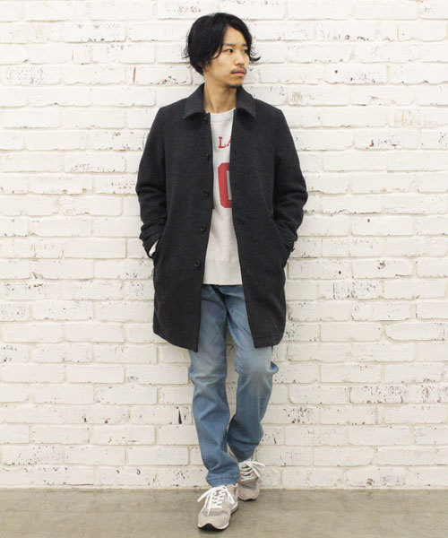 CIAOPANIC（チャオパニック）の「【Ciaopanic】ウールメルトンステンカラーコート（ステンカラーコート・メンズ・チャコールグレー/オリーブ/ネイビー/キャメル・MEDIUM/LARGE）」の14枚目の写真