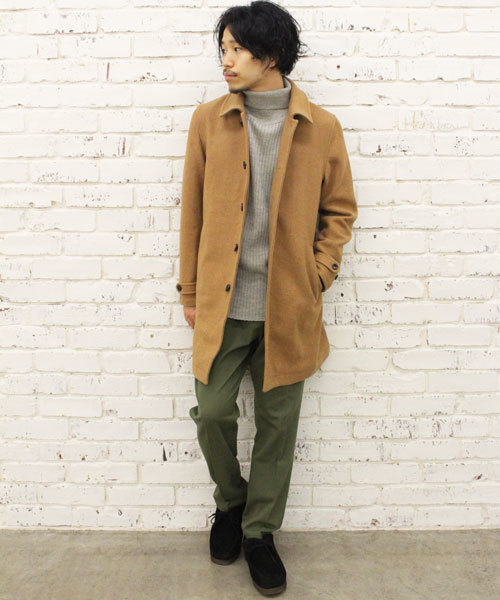 CIAOPANIC（チャオパニック）の「【Ciaopanic】ウールメルトンステンカラーコート（ステンカラーコート・メンズ・チャコールグレー/オリーブ/ネイビー/キャメル・MEDIUM/LARGE）」の10枚目の写真