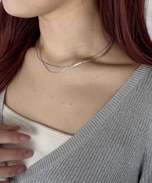 Heather（ヘザー）の「シンプル２連ネックレス　126757（ネックレス・レディース・ゴールド/シルバー・ONE SIZE）」の2枚目の写真