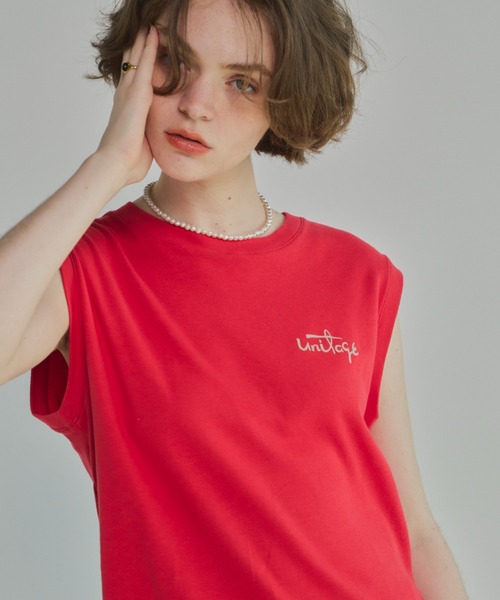 Unitage(ユニテージ)の「フロッキープリントノースリTEE(Tシャツ/カットソー・レディース・ダークブラウン/ホワイト/レッド・FREE)」の8枚目の写真