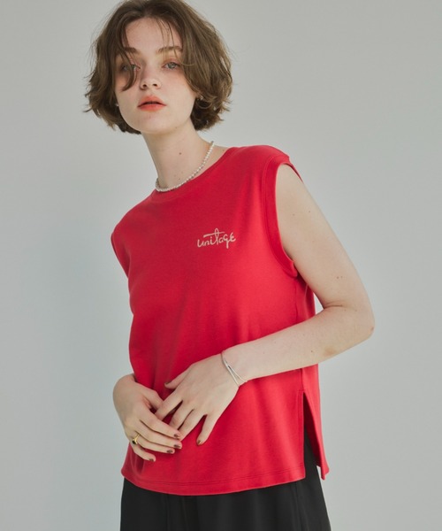 Unitage(ユニテージ)の「フロッキープリントノースリTEE(Tシャツ/カットソー・レディース・ダークブラウン/ホワイト/レッド・FREE)」の10枚目の写真