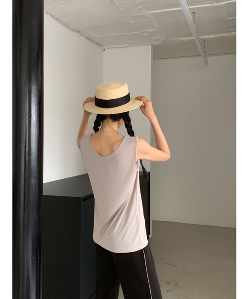 Didot.showroom(ディドット ショールーム)の「ピーチスキンモダールタンクトップ(タンクトップ・レディース・チャコール/グレー/アイボリー/ピンクベージュ・FREE)」の22枚目の写真