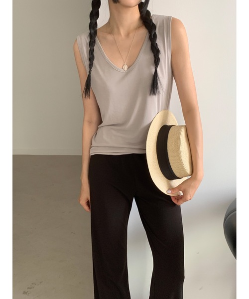 Didot.showroom(ディドット ショールーム)の「ピーチスキンモダールタンクトップ(タンクトップ・レディース・チャコール/グレー/アイボリー/ピンクベージュ・FREE)」の13枚目の写真