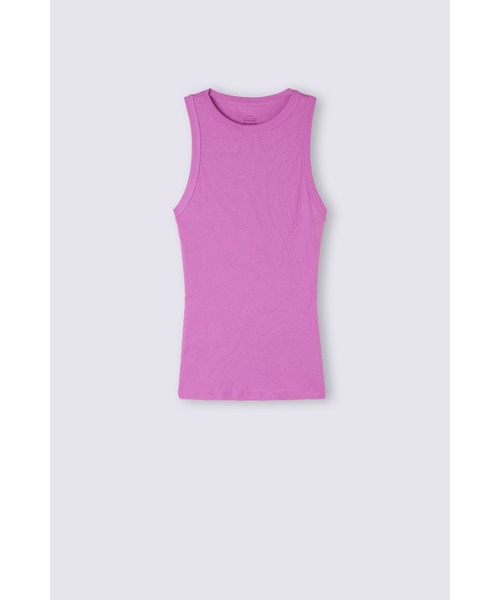 タグ付き・新品✨Intimissimi✨　スリップ　ピンク　Mサイズ スーピマコットンR リブ タンクトップ（タンクトップ