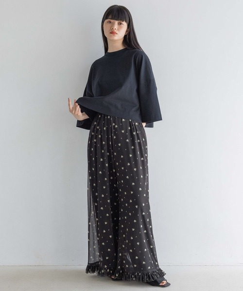 yuw（ユウ）の「フラワーチュールパンツ 131383（その他パンツ・レディース・ブラック/ベージュ・FREE）」の6枚目の写真