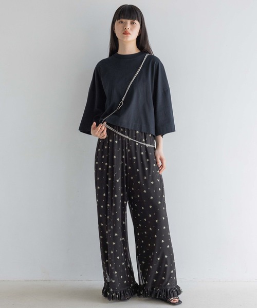 yuw（ユウ）の「フラワーチュールパンツ 131383（その他パンツ・レディース・ブラック/ベージュ・FREE）」の3枚目の写真