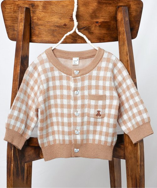 apres les cours（アプレレクール）の「ポケット付きニットカーディガン（カーディガン/ボレロ・キッズ・ベージュ/アイボリー・80/70）」の2枚目の写真