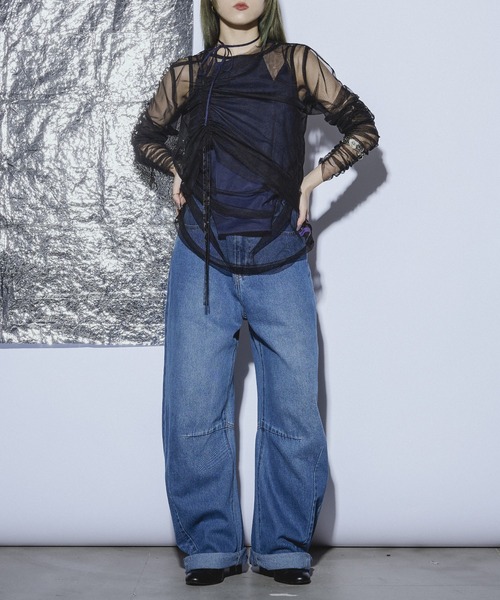 Ezick ANNONIM（エジックアノニム）の「Drawstring セットシアートップス（Tシャツ/カットソー・レディース・ブラック/ホワイト・FREE）」の10枚目の写真