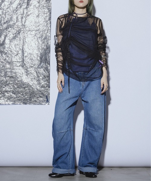 Ezick ANNONIM（エジックアノニム）の「Drawstring セットシアートップス（Tシャツ/カットソー・レディース・ブラック/ホワイト・FREE）」の12枚目の写真