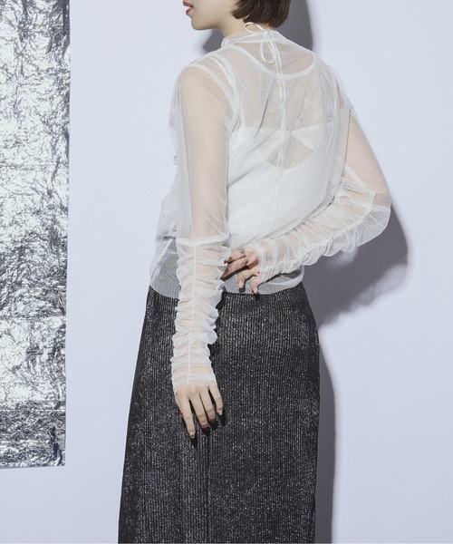 Ezick ANNONIM（エジックアノニム）の「Drawstring セットシアートップス（Tシャツ/カットソー・レディース・ブラック/ホワイト・FREE）」の5枚目の写真