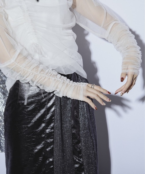 Ezick ANNONIM（エジックアノニム）の「Drawstring セットシアートップス（Tシャツ/カットソー・レディース・ブラック/ホワイト・FREE）」の6枚目の写真