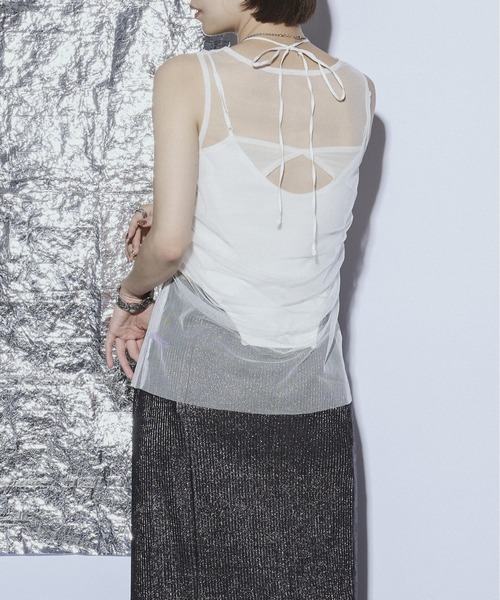 Ezick ANNONIM（エジックアノニム）の「Drawstring セットシアートップス（Tシャツ/カットソー・レディース・ブラック/ホワイト・FREE）」の9枚目の写真